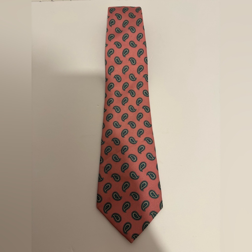Robert Stewart Elegant Pink Paisley Print Silk Neck Tie 60” Vintage